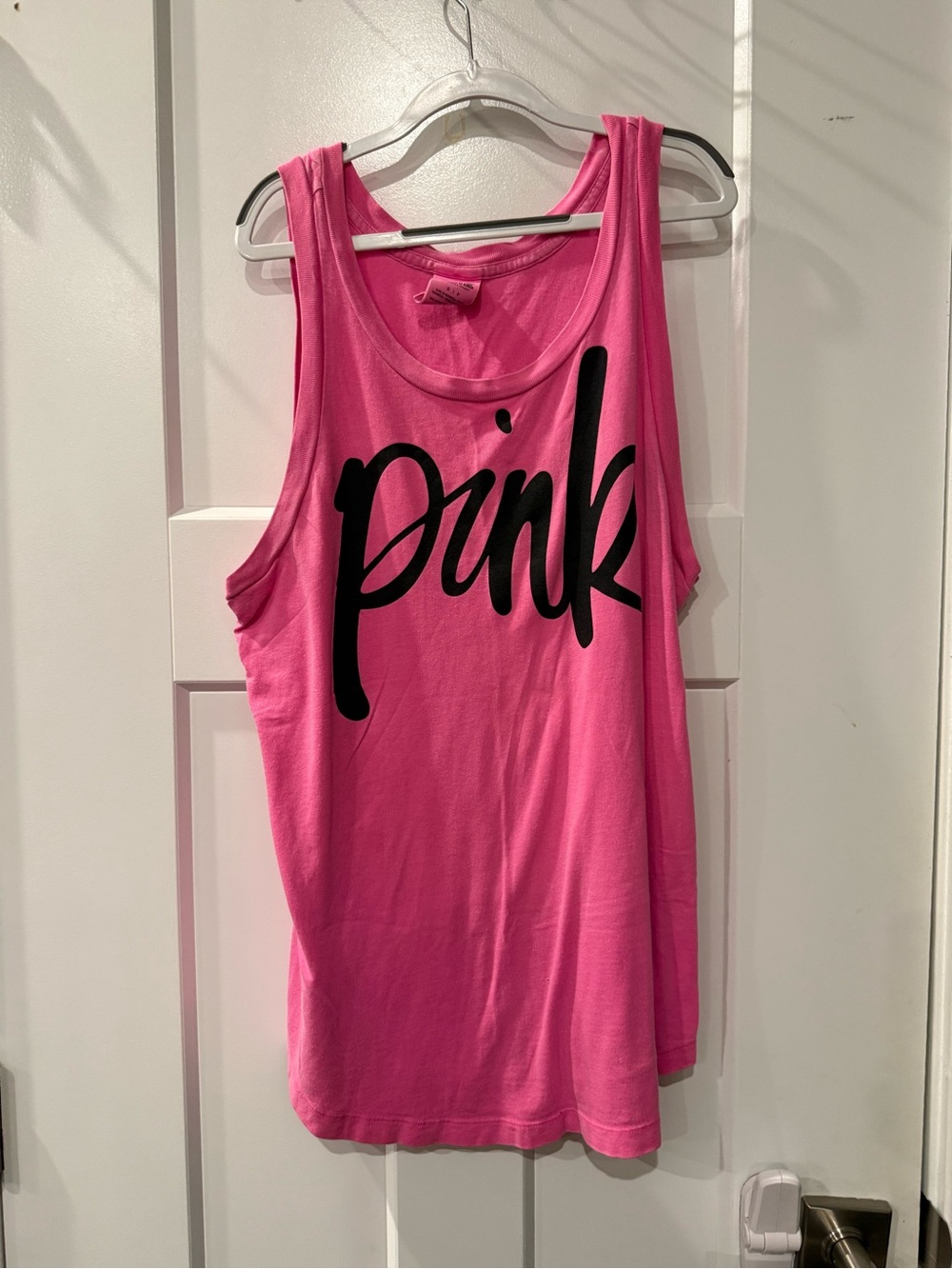 PINK Victoria's Secret Bright Pink Tank with Black Logo